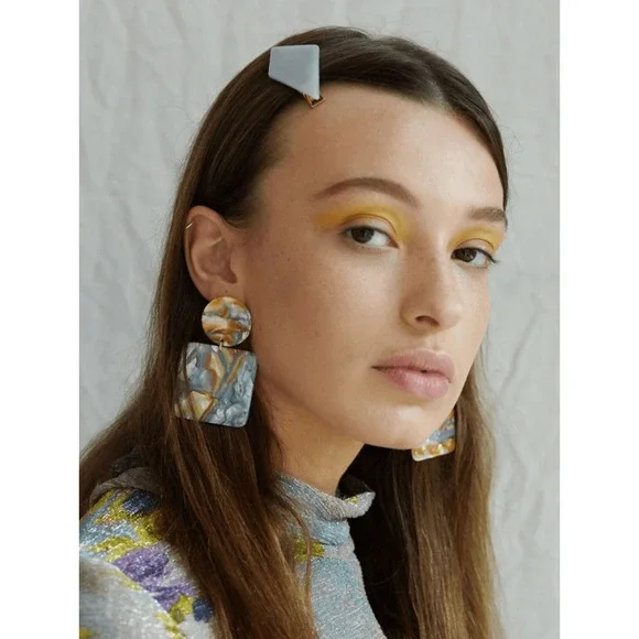 Valet Studio NWT Abigail Earrings in Sky Blue and Orange - Picture 2 of 7